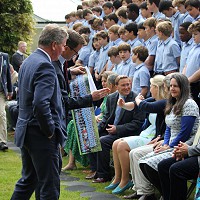 Whole school group photograph behind the scenes